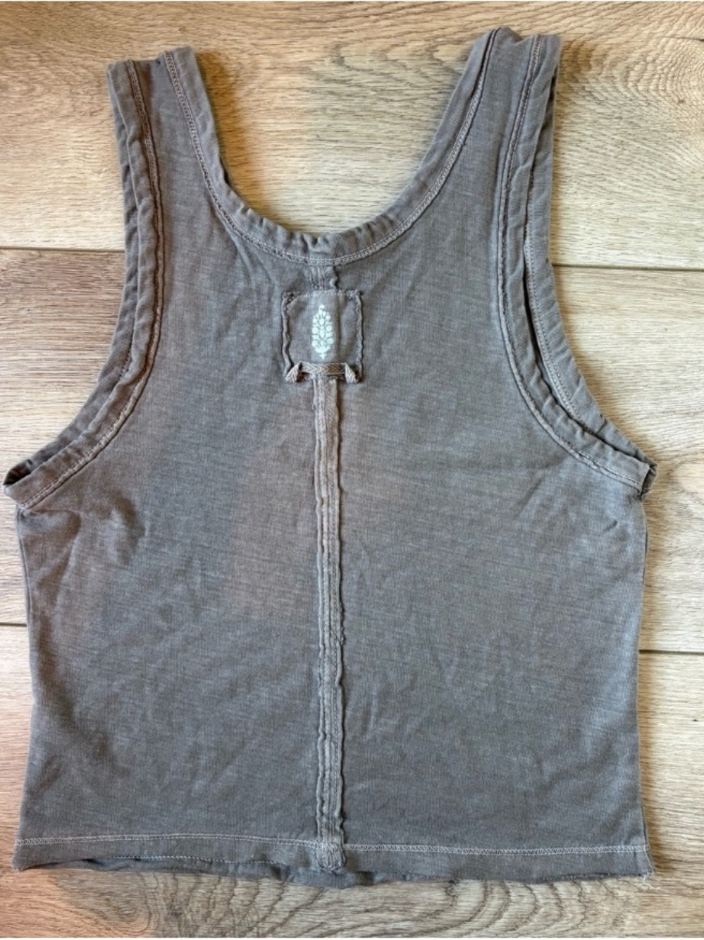 Women's Brown Seam-Front Scoop Tank Top